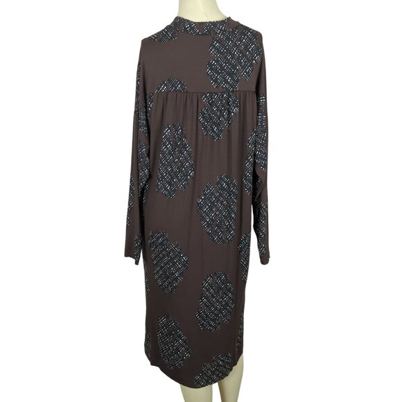 Masai Copenhagen Shift Dress Women’s Large Brown Black Floral Print Long Sleeve - Picture 5 of 16